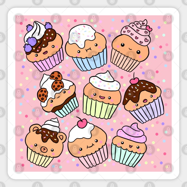 Cute cupcake illustration Magnet by Yarafantasyart